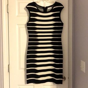 Calvin Klein dress. Size large. Black & white horizontal stripe.